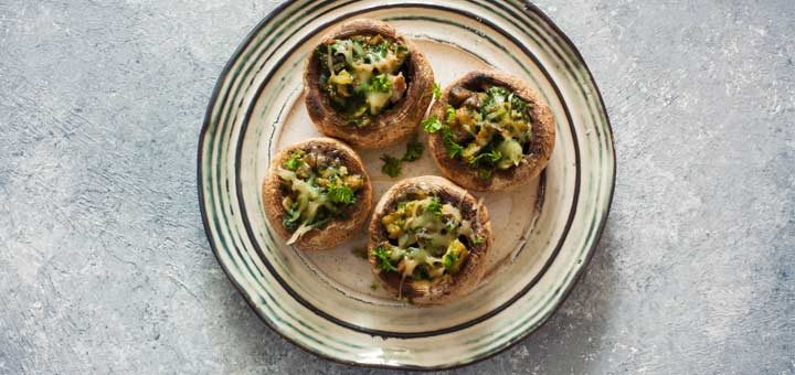 Raw Pesto Stuffed Mushrooms