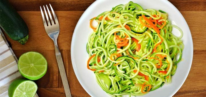 Spiralized Carrot & Zucchini Salad With Avocado Dressing