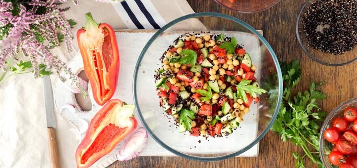 Mediterranean Chickpea Salad With A Citrus Herb Dressing