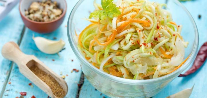 Carrot & Zucchini Noodle Salad With An Avocado Dressing