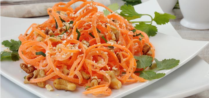 Carrot Noodles With An Almond Butter Sauce