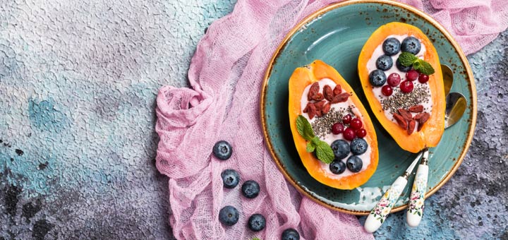 Papaya Breakfast Boats With Coconut Yogurt