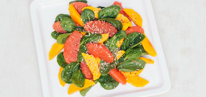Spinach, Mango & Grapefruit Salad With A Lime Vinaigrette
