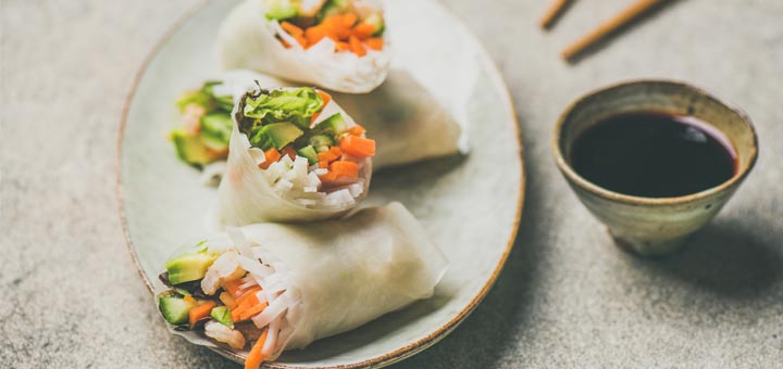 Mixed Vegetable Wraps With Cashew Dipping Sauce